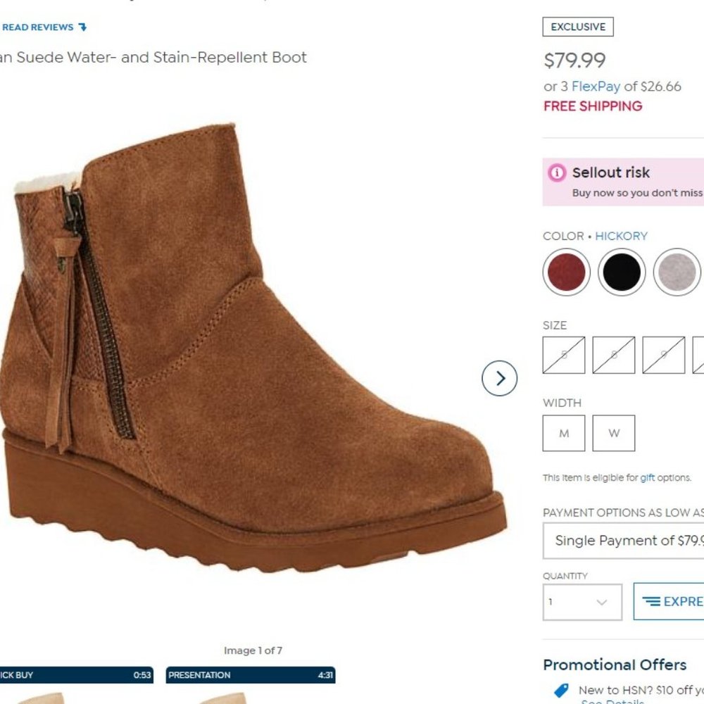 BEARPAW Megan Suede Sheepskin Boot 10